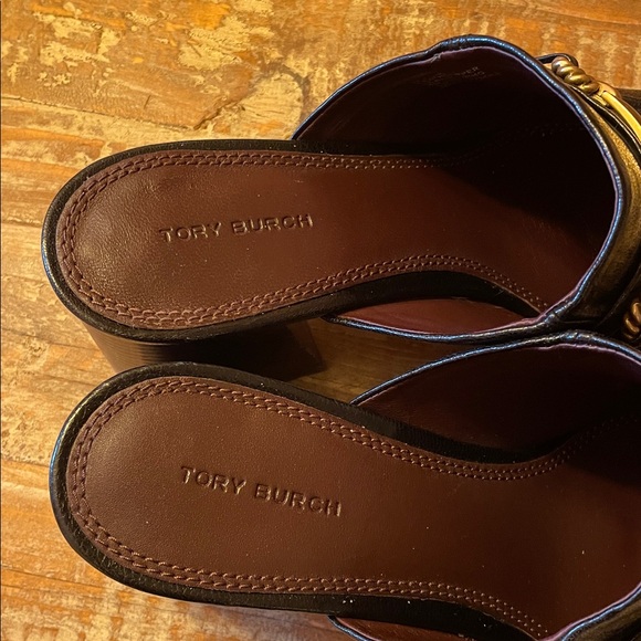 Tory Burch Black Perrine Mule (Women) Leather Slip-On Shoes - Picture 2 of 11